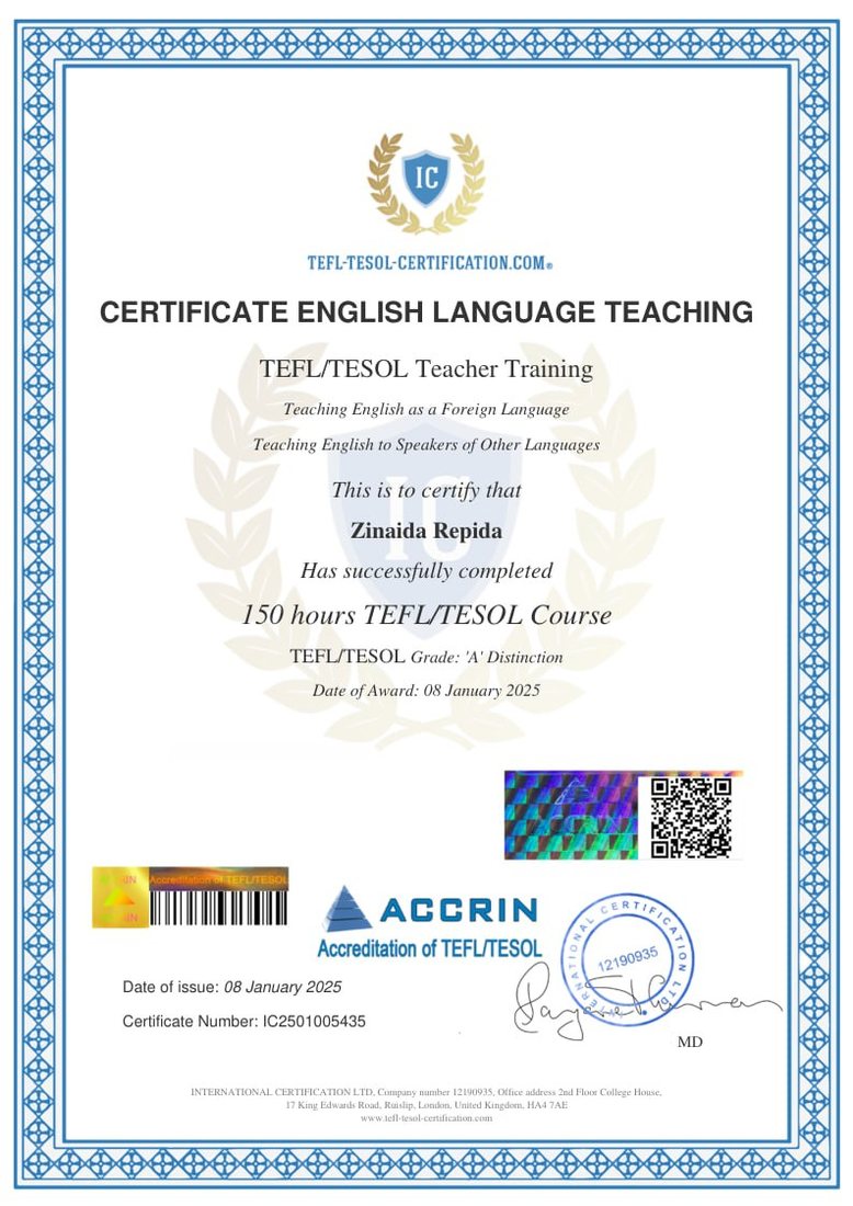 Сертификат TEFL/TESOL — методика преподавания английского